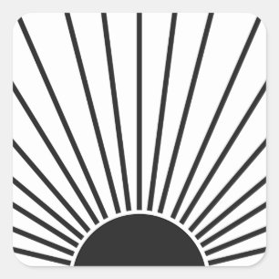 Sun Sunrise Black en White Abstract Sunshine Vierkante Sticker
