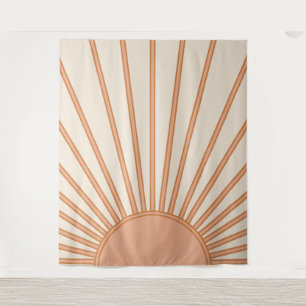 Sun Sunrise Earth Tones Terracotta Retro Sunshine Wandkleed