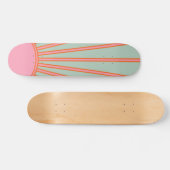 Sun Sunrise Green en roze Abstracte Retro Sunshine Skateboard (Horizontaal)