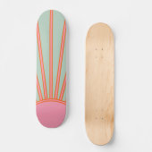 Sun Sunrise Green en roze Abstracte Retro Sunshine Skateboard (Voorkant)