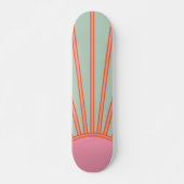 Sun Sunrise Green en roze Abstracte Retro Sunshine Skateboard (Voorkant)