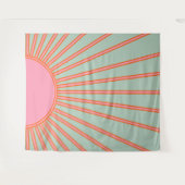 Sun Sunrise Green en roze Abstracte Retro Sunshine Wandkleed (Voorkant (horizontaal))