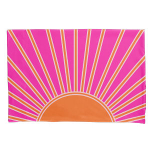 Sun Sunrise Hot Pink en Oranje Preppy Sunshine Kussensloop