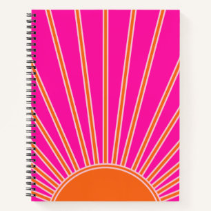 Sun Sunrise Hot Pink en Oranje Preppy Sunshine Notitieboek