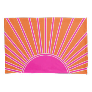 Sun Sunrise Oranje en Hot Pink Preppy Sunshine Kussensloop