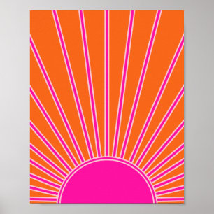 Sun Sunrise Oranje en Hot Pink Preppy Sunshine Poster