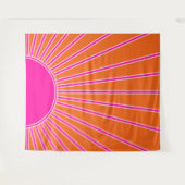 Sun Sunrise Oranje en Hot Pink Preppy Sunshine Wandkleed (Voorkant (horizontaal))