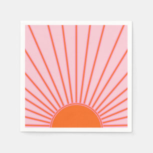 Sun Sunrise Pastel roze en Oranje zon Servet