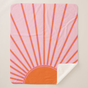 Sun Sunrise Pastel roze en Oranje zon Sherpa Deken