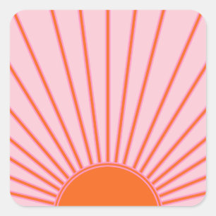 Sun Sunrise Pastel roze en Oranje zon Vierkante Sticker