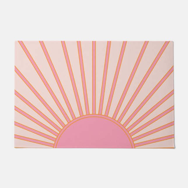 Sun Sunrise Pink Abstract Retro Sunshine Deurmat (Voorkant)