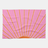 Sun Sunrise roze en Oranje Boho Sunshine Theedoek (Horizontaal)