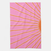 Sun Sunrise roze en Oranje Boho Sunshine Theedoek (Verticaal)