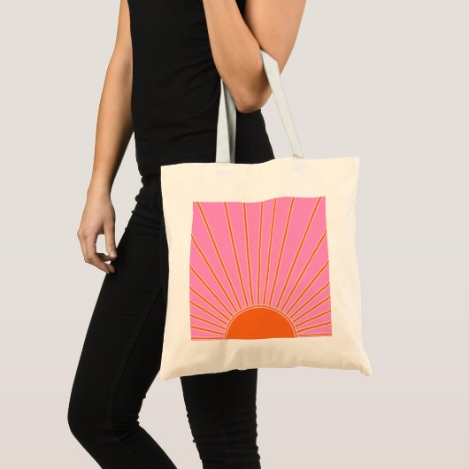 Sun Sunrise roze en Oranje  Boho Sunshine Tote Bag (Voorkant (product))