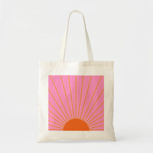 Sun Sunrise roze en Oranje Boho Sunshine Tote Bag