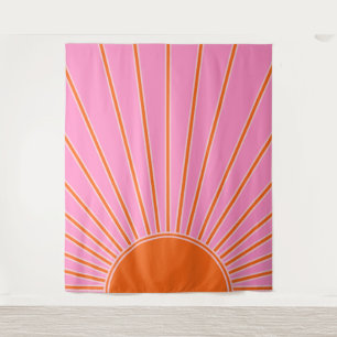Sun Sunrise roze en Oranje Boho Sunshine Wandkleed