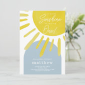 Sun Sunshine Boy's First Birthday Invitation Kaart (Staand voorkant)