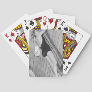 Sun Tanning Woman Pokerkaarten