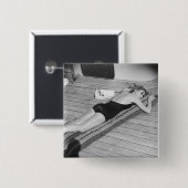 Sun Tanning Woman Vierkante Button 5,1 Cm (Voorkant /achterkant)