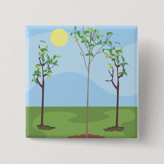 Sun & Trees - Vierkante Button 5,1 Cm (Voorkant)
