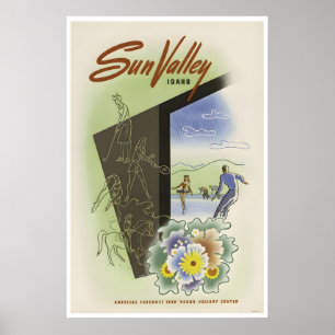 Sun Valley Art Idaho Reisposter Sportsprint Poster