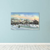 Sun Valley, ID - Challenger Inn in Winter Canvas Afdruk (Insitu (Houten vloer))