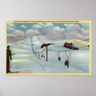 Sun Valley, ID - Sawtooth Mnts. Riding Ski Poster