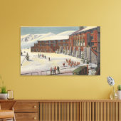 Sun Valley, ID - Ski Party in Lodge Sawtooth Canvas Afdruk (Insitu (Woonkamer))