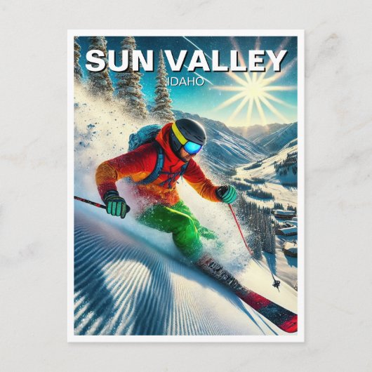 Sun Valley Idaho Skiër Briefkaart (Voorkant)