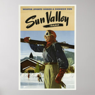 Sun Valley Idaho USA Ski Travel uit de jaren veer Poster