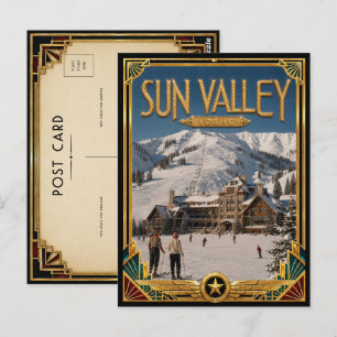 Sun Valley Idaho Vintage Art Deco Gouden Tijdperk Briefkaart