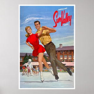 Sun Valley Reisposter Vintage Idaho IJsschaatsen Poster
