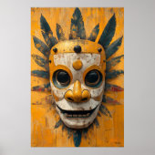 Sun Warrior Mask - Meso-Amerikaans ritueel symbool Poster (Voorkant)
