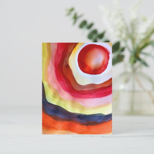 Sun waterverf sunset art briefkaart (Staand voorkant)