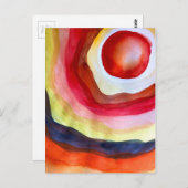 Sun waterverf sunset art briefkaart (Voorkant / Achterkant)