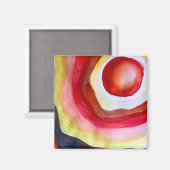 Sun waterverf sunset art magneet (Voorkant / Achterkant)