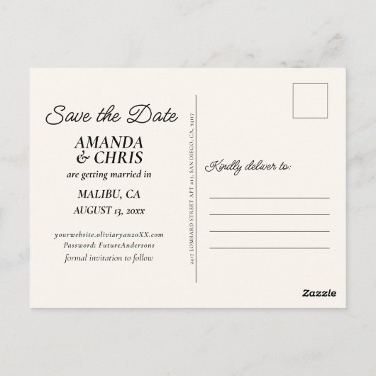 Sun & Waves Boho Beach Save the Date Briefkaart (Achterkant)