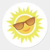 Sun Wearing Sunglazen Ronde Sticker (Voorkant)