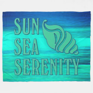 Sun Zee Serenity Tropical Seashell Beach Scene Fleece Deken