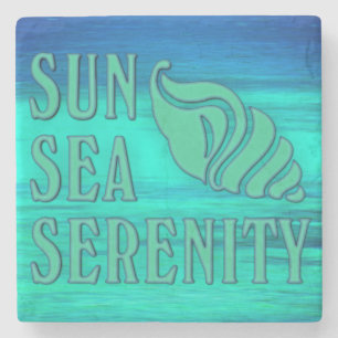 Sun Zee Serenity Tropical Seashell Beach Scene Stenen Onderzetter