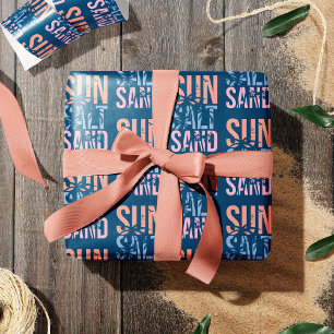 Sun Zout Sand Summer Beach Quote Blue Cadeaupapier