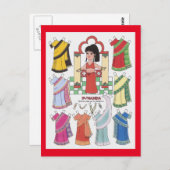Sunanda, Carte postale de poupée papier pour fille (Devant / Derrière)