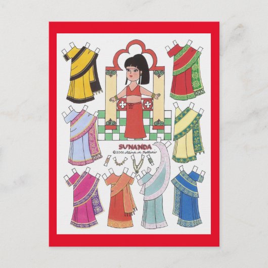 Sunanda, Carte postale de poupée papier pour fille (Devant)
