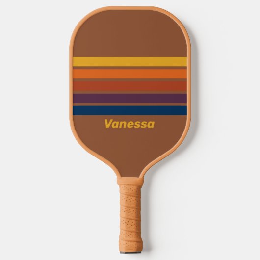 Sunbaked Clay Across Striping with Name Pickleball Paddle (Voorkant)