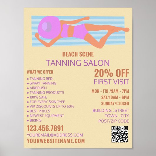 Sunbather, Tanning Salon Adverteren Poster (Voorkant)