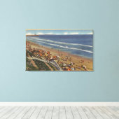 Sunbathers die naar Belmont Shores kijken Canvas Afdruk (Insitu (Houten vloer))