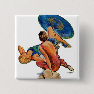 Sunbathers Vierkante Button 5,1 Cm