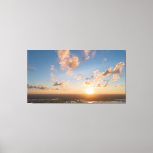 Sunbeams, Sunrise, Blue Sky, Fluffy Clouds Afbeeld Canvas Afdruk (Voorkant)