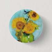 Sunbloemen Vincent van Gogh Ronde Button 3,2 Cm (Voorkant)