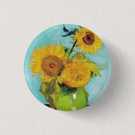 Sunbloemen Vincent van Gogh Ronde Button 3,2 Cm (Voorkant)